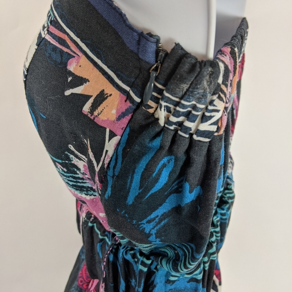 Derek Heart Purple Blue Strapless Dress Linen Belt - Picture 4 of 6